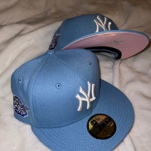 New Era Cotton Candy Fitted NY Yankees Hat Baby Blue Pink 7 3/8 NEW